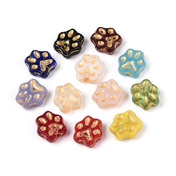 Mixed Styles Glass Beads, Claw, Golden Metal Enlaced, Mixed Color, 13x12.5~13x5~5.5mm, Hole: 1~1.2mm