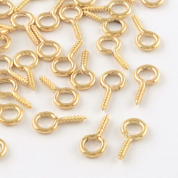 Iron Screw Eye Pin Peg Bails, For Half Drilled Beads, Light Gold, 13x6.5x1.5mm, Hole: 4mm, Pin: 1.5mm