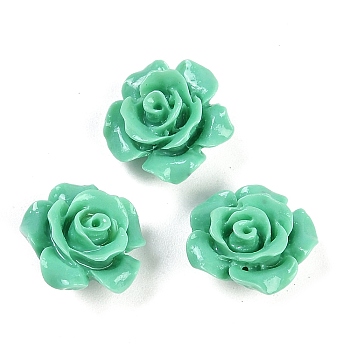 Synthetic Coral Carved Beads, Dyed, Flower, Aquamarine, 12x7mm, Hole: 1.3mm