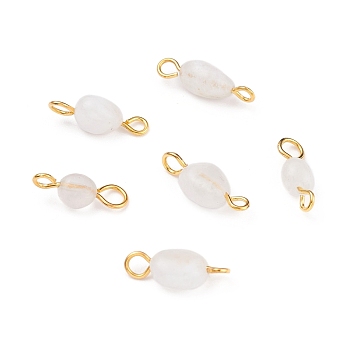 Natural White Moonstone Links Connectors, with Golden Iron Findings, Nuggets, 14~18x5~8x4~6mm, Hole: 1.5mm & 2~3mm