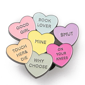 Alloy Enamel Pin Brooch, for Backpack Clothes, Heart, Colorful, 37x38mm
