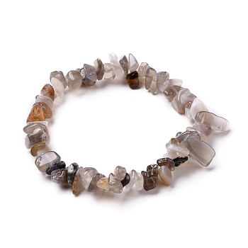 Natural Agate Chip Beads Stretch Bracelets, Inner Diameter: 2 inch(5.2cm), Beads: 6~13mm