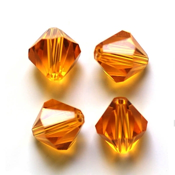 Imitation Austrian Crystal Beads, Grade AAA, Faceted, Bicone, Orange, 10x9~10mm, Hole: 0.9~1.6mm