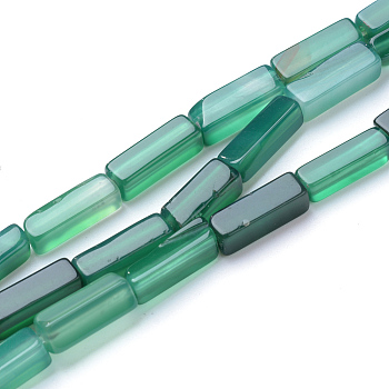 Natural Agate Bead Strands, Dyed & Heated, Cuboid, 13~14x4~5x4~5mm, Hole: 1mm, about 29~31pcs/strand, 15.3 inch