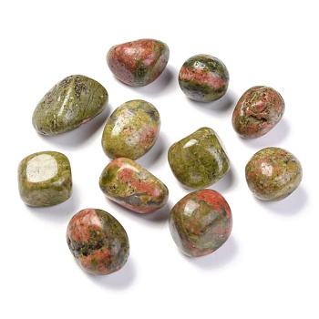 Natural Unakite Beads, Healing Stones, for Energy Balancing Meditation Therapy, No Hole, Nuggets, Tumbled Stone, Vase Filler Gems, 22~30x19~26x18~22mm, about 60pcs/1000g