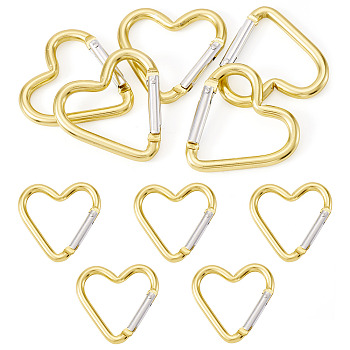5Pcs Zinc Alloy Spring Gate Rings, Heart, Light Khaki, 43.2x42mm