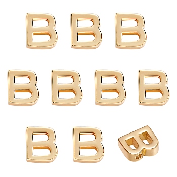 10Pcs Brass Charms, Long-Lasting Plated, Golden, Letter, Letter.B, B: 9x7.5x3mm, Hole: 1.6mm