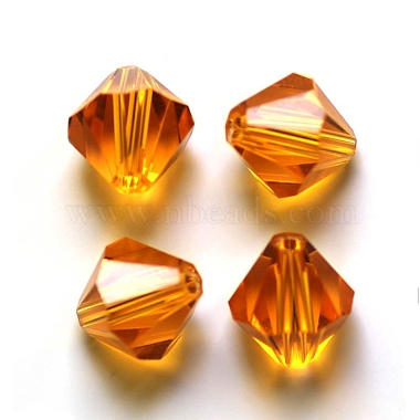 10mm Orange Bicone Glass Beads