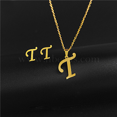 Letter T Stainless Steel Stud Earrings & Necklaces