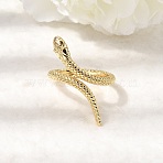 Brass Cuff Open Rings for Women, Snake, Rack Plating, Long-Lasting Plated, Lead Free & Cadmium Free, Real 18K Gold Plated, 17mm(RJEW-K264-12G)