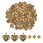 200Pcs 2 Style Tibetan Style Alloy Pendants, Cadmium Free & Nickel Free & Lead Free, Heart, Antique Golden, 8~18x7~15x2~2.5mm, Hole: 2~4mm, 100pcs/style(FIND-SZ0002-33AG)