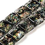 Handmade Dichroic Foil Glass Beads Strands, Square, Black, 12~12.5x12~12.5x6.5~8mm, Hole: 1.6mm, about 33pcs/strand, 16.02''(40.7cm)(DICH-U001-07H)