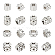 80Pcs 4 Style 304 Stainless Steel Beads, Grooved Beads, Column, Stainless Steel Color, 6~8x4~9mm, hole: 2~5mm, 20pcs/style(STAS-DC0005-57)