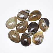 Natural Banded Agate/Striped Agate Cabochons, Dyed, Teardrop, Coffee, 25x18x6~7mm(G-T122-23I)