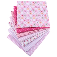 7Pcs Printed Cotton Fabric, for Patchwork, Sewing Tissue to Patchwork, Square, Deep Pink, 25x25cm(PW-WG56120-02)