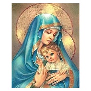 Virgin Mary Holding Kid Religion Human Pattern DIY Diamond Painting Kit, Including Resin Rhinestones Bag, Diamond Sticky Pen, Tray Plate and Glue Clay, Colorful, 400x300mm(WG56962-04)