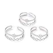 304 Stainless Steel Finger Rings, Cuff Rings, Long-Lasting Plated, Star, Stainless Steel Color, US Size 8 1/2(18.5mm), 4~9.5mm(X-RJEW-L102-26P)