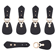 PU Imitation Leather Sew on Toggle Buckles, Tab Closures, Cloak Clasp Fasteners, with Zinc Alloy Findings, Black, 128x45x10mm(FIND-WH0111-196)