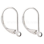 925 Sterling Silver Leverback Earring Findings, Carved 925, Silver, 16x9x1.5mm, Hole: 1mm, Pin: 0.8mm(X-STER-G027-22S)