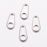 201 Stainless Steel Chain Tabs, Chain Extender Connectors, Oval, Stainless Steel Color, 8x4x0.5mm, Hole: 1mm and 2.5mm(STAS-I097-035C-P)