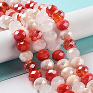 Glass Beads Strands, Faceted, Rondelle, Tomato, 10x8mm, Hole: 1mm, about 63~65pcs/strand, 19.2~20 inch(48~50cm)(EGLA-A034-M10mm-27)