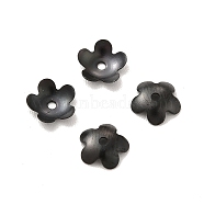 304 Stainless Steel Bead Caps, Flower, 5-Petal, Electrophoresis Black, 5.5x6x1mm, Hole: 0.6mm(X-STAS-K113-01EB)