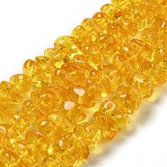 Resin Imitation Amber Beads Strands, Chips, Gold, 7~10x12~14.5x10~14.5mm, Hole: 1mm, about 54pcs/strand, 15.94''~16.14''(40.5~41cm)(RESI-Z017-02A)