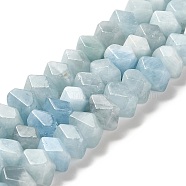 Natural Aquamarine Beads Strands, Faceted, Nuggets, 10~11x8~10x7~8mm, Hole: 1mm, about 22~23pcs/strand, 7.09~7.48''(18~19cm)(G-N327-05-09)