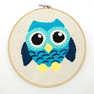 Owl Punch Embroidery Supplies Kit, including Instruction, Solid Wood Embroidered Frame, Plastic Pins, Fabric and 6 Colors Threads, Colorful, 16~235x1.3~235x1~9mm, Fabric: 235x235x1mm, embroidery frame: 220x210x9mm, Threads: six color, 3mm Diameter, Pins: 69x5x2.5mm, 2.4mm, 16x1.3mm Inner Diameter(DIY-H155-03)