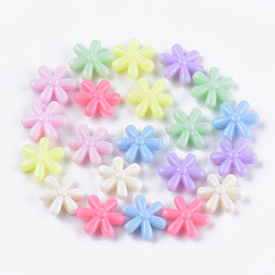 Opaque Acrylic Beads, Flower, Mixed Color, 14.5x13x5.5mm, Hole: 1.2mm(X-MACR-S296-81)