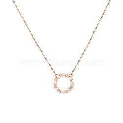 Ring Cubic Zirconia Pendant Necklaces, 925 Sterling Silver Necklace, Rose Gold, 15.75 inch(40cm)(WC6264)
