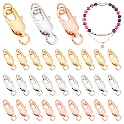 Elite 30Pcs 3 Colors Zinc Alloy Lobster Claw Clasps, with Jump Rings, Mixed Color, 12x5.5x2.5mm, Hole: 2.6mm, 10pcs/color(FIND-PH0010-88)