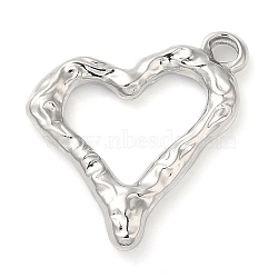 304 Stainless Steel Pendants, Heart Charm, Stainless Steel Color, 21x22x3mm, Hole: 2mm(STAS-A085-04P)