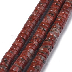 Natural Red Sesame Jasper/Kiwi Jasper Beads Strands, Heishi Beads, Flat Round/Disc, 6x3mm, Hole: 1mm, about 119~131pcs/strand, 14.76~15.74 inch(37.5~40cm)(G-Z006-C20)