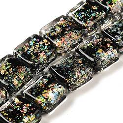 Handmade Dichroic Foil Glass Beads Strands, Square, Black, 12~12.5x12~12.5x6.5~8mm, Hole: 1.6mm, about 33pcs/strand, 16.02''(40.7cm)(DICH-U001-07H)