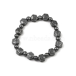 Synthetic Non-Magnetic Hematite Beaded Bracelets, Skull, Inner Diameter: 2 inch(5.17cm)(BJEW-E084-10)