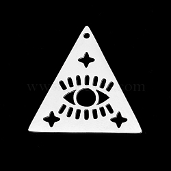 Stainless Steel Pendants, Laser Cut, Stainless Steel Color, Eye & Star, Triangle Pattern, 25x25x1mm(EVIL-PW0001-07H-P)