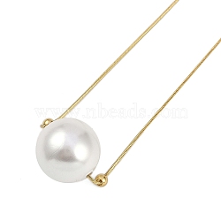 Ion Plating(IP) 304 Stainless Steel Snake Chain Necklaces, Round Plastic Imitation Pearl Pendant Necklaces, Golden, 16.38 inch(41.6cm)(NJEW-D080-03G)