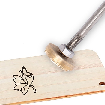 Stamping Embossing Soldering Iron with Stamp, for Cake/Wood, Leaf Pattern, 30mm