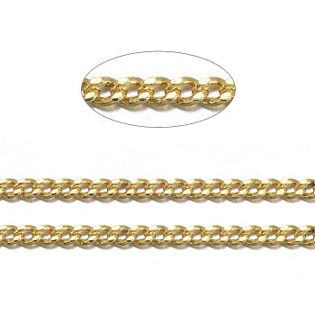 Brass Twisted Chains, Curb Chains, Diamond Cut, Soldered, Faceted, with Spool, Oval, Lead Free & Cadmium Free, Golden, 2x1.5x0.45mm, about 301.83 Feet(92m)/roll
