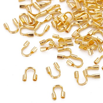 Eco-Friendly Rack Plating Brass Wire Guardians, Lead Free & Cadmium Free & Nickel Free, Golden, 5x4x1mm, Hole: 0.5mm