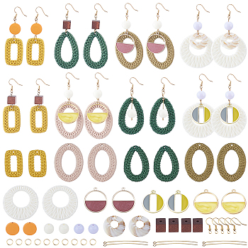 SUNNYCLUE DIY Dangle Earring Making Kits, Including Acrylic Pendants & Ball Beads, Wood Beads, Brass Earring Hooks & Jump Rings & Pins, Mixed Color, 108pcs/bag