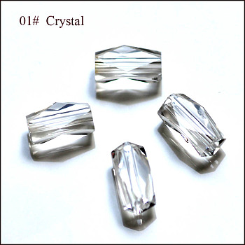 Imitation Austrian Crystal Beads, Grade AAA, Faceted, Column, Clear, 11x7.5mm, Hole: 0.7~0.9mm