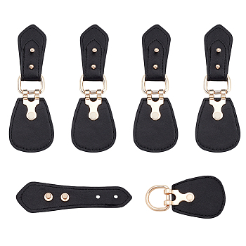 PU Imitation Leather Sew on Toggle Buckles, Tab Closures, Cloak Clasp Fasteners, with Zinc Alloy Findings, Black, 128x45x10mm