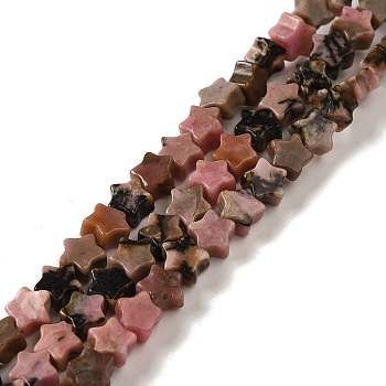 Natural Rhodonite Beads Strands, Star, 4x4.5x2mm, Hole: 0.8mm, about 102pcs/strand, 15.35 inch(39cm)