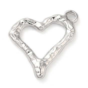 304 Stainless Steel Pendants, Heart Charm, Stainless Steel Color, 21x22x3mm, Hole: 2mm