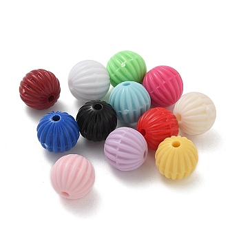 Opaque Acrylic Bbeads, Pumpkin, Mixed Color, 9.5mm, Hole: 1.9mm, 1020pcs/500g