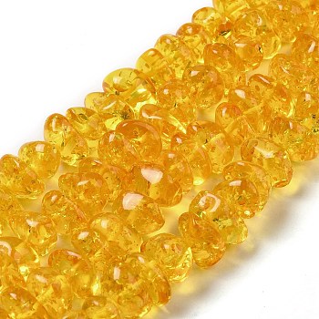 Resin Imitation Amber Beads Strands, Chips, Gold, 7~10x12~14.5x10~14.5mm, Hole: 1mm, about 54pcs/strand, 15.94''~16.14''(40.5~41cm)