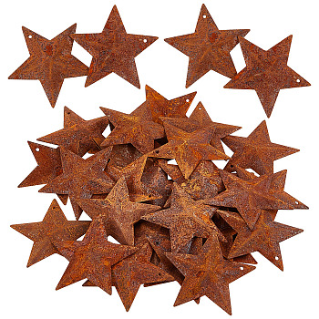 Rust Iron Pendants, Star, Sienna, 38x39.5x4mm, Hole: 1.2mm