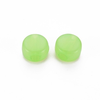 Transparent Acrylic Beads, Dyed, Flat Round, Light Green, 8.5x5.5mm, Hole: 2.5mm, about 1774pcs/500g